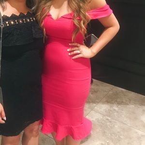Pink off the shoulder dress
